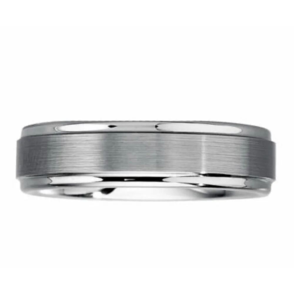 Tungsten 8MM Men’s Carbide Brushed Stepped Edge Wedding Band Size 8